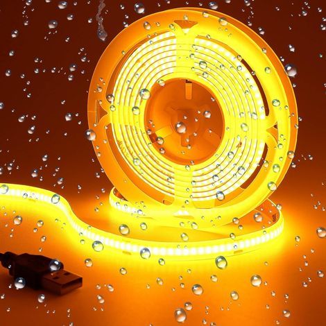 DC 5V USB COB Orange LED Strip IP65 Waterproof 2M 320LED/M USB Powered LED Strip for DIY Decoration (1/5)