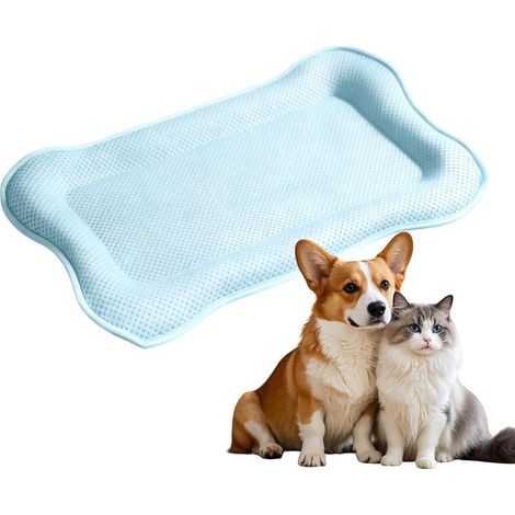 Alfombrilla refrescante para gatos 41,9 x 57,9 cm, forma de hueso, lavable Alfombrilla refrescante de verano para gatos, cachorros y perros, para clima cálido: hogar, coche, viajes, jaula. (1/5)