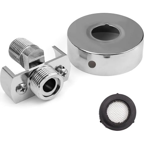M20 Shower Faucet Adapter, Brass Silver Swivel Ball Joint Electroplating Process with Decorative Cover, Excentric Fitting Mixer Tap, Adjustable Length, for Kitchen, Shower (1/5)