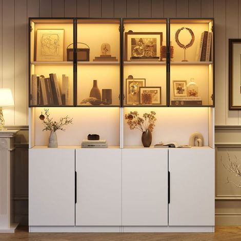 Vitrine 80 x 30 x 200 cm portes en verre éclairage LED température de couleur réglable luminosité réglable collections (1/5)