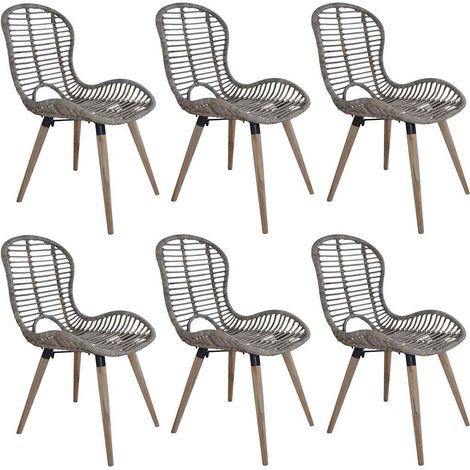 vidaXL Chaises à manger lot de 6 marron rotin naturel (1/5)