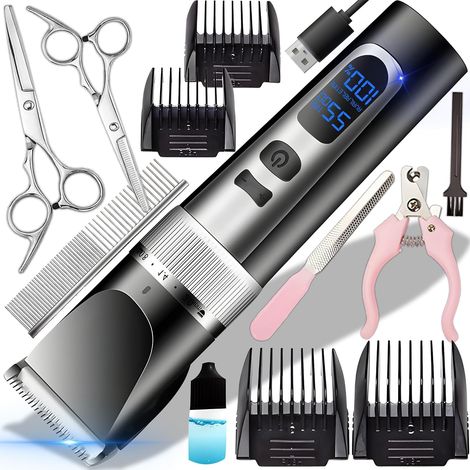 Tondeuse Chien Professionnelle Silencieuse Tondeuses pour Chiens Étanchéité Sans Fil Fondeuse Toilettage pour Animaux avec Câble Rechargeable pour Chat et Autres Animaux (1/5)