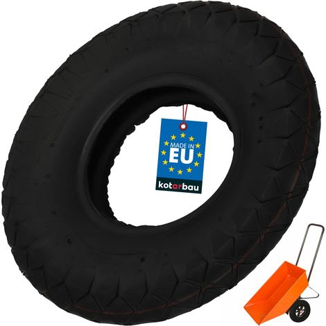 KOTARBAU® Pneu Brouette - 4 PR Profil à Blocs - Gomme - ⌀ 44 cm - Noir - Roue De Rechange - Pneu Remorque - Résistant - pour Chariot Jardin Bricolage (1/5)