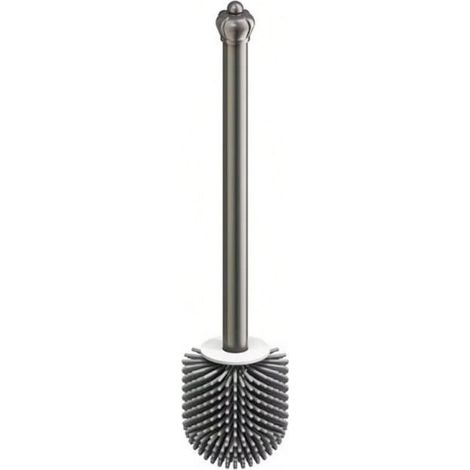 Brosse WC en Silicone, Brosse WC de 7 cm de diamètre en pour Le Nettoyage de la Salle de Bain (Argenté) (1/3)