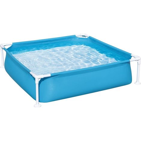 Trade Shop - Piscina Cuadrada Sobre El Suelo Para Niños Marco De Acero Para Bebés 122 Cm - (1/5)