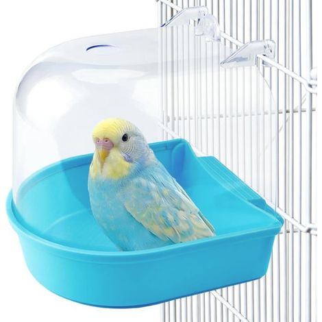 Bain d'oiseaux 1 pièce Plastique PP Suspension antidérapante Perruches, canaris Bleu 13 x 13 x 13,5 cm (1/5)