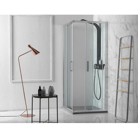 Box doccia FLEX in cristallo 6 mm trasparente 120x120 con profilo (1/2)
