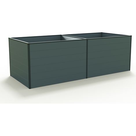 GFP Carré potager surélevé pour herbes et légumes Aluminium DANIELA - 235 x 77 x 77 cm - ANTHRACITE - indéformable et résistant aux intempéries avec profilés creux aluminium - Made in Autriche (1/3)