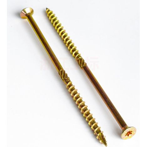 Vis à bois de charpente à tête plate (6x120 mm / 100 pièces / TX30) - Vis de construction de toit - Vis à chevrons jaunes - Bit Torx inclus (1/5)