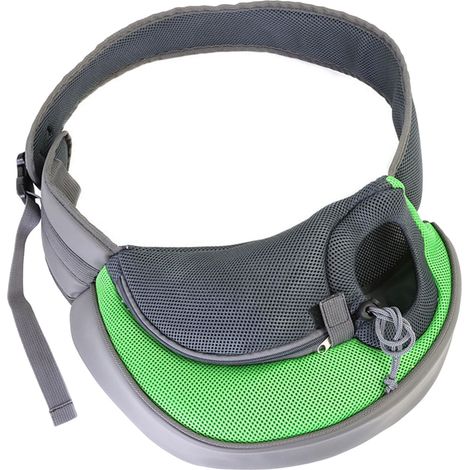 Sac de transport pour animaux de compagnie avec poche avant, bandoulière, en maille respirante, pour petits chiens et chats. (1/4)