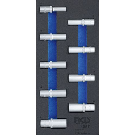 BGS Carro Taller Inserto 1/3: Vasos Hexagonales 12,5 mm (1/2") 10-24 mm profundos 9 pzs. - 4057 (1/2)