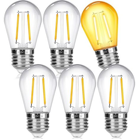 Ampoule E27 LED 2W S14 Edison Filament Plastique 220V Blanc Chaud 2700K Non dimmable de Remplacement pour Guirlande Lumineuse Extérieure Jardin (1/5)