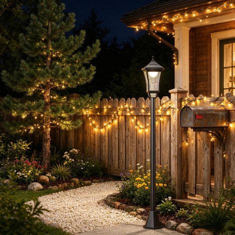 Pour propriétaires de jardin, pose facile sur socle ou piquet, lampadaire solaire extérieur LED, lanterne 30 lm 6000K H 127 cm (1/5)