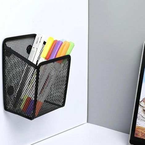 Magnetic Mesh Pencil Holder 2 Pack Heavy Duty Steel Pen Cup