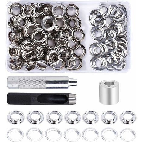 EASYCOMFORT Kit de 100 Œillets Métalliques 12mm avec Outils d'Installation et Boîte de Rangement pour Bâche, Tissu et Bricolage (1/5)