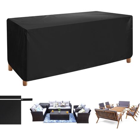 Universel Housse Salon de Jardin, Imperméable Anti-UV, 420D Oxford Tissu Housse Table de Jardin Protection pour Tous Les Temps, pour Ensembles de Table et de Canapé (Noir) - 170X 94X70cm (1/5)