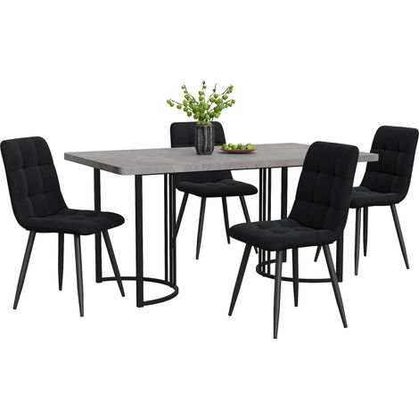 ELVMI Conjunto de Mesa y Sillas de Comedor con 1 Mesa y 4 Sillas, en MDF, Gris (1/5)