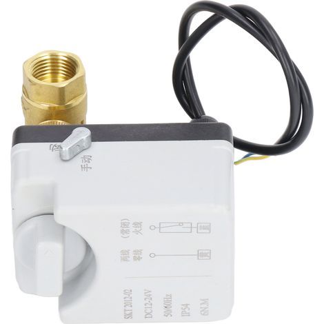 Motorisiertes 2-Draht-2-Wege-Magnetventil, normalerweise geschlossen, DN15, Messing/ABS, 12–24 V DC für Heizung und Bewässerung (1/5)