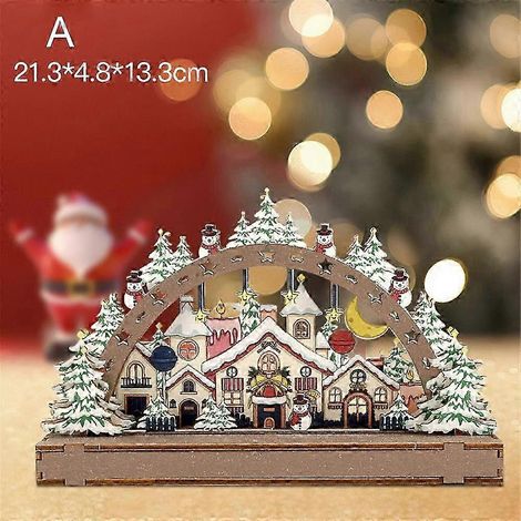 AChristmas wooden decorations Creative handmade DIY Christmas Gifts compatible with Window Decorations In Christmas Village Shopping Malls (1/4)