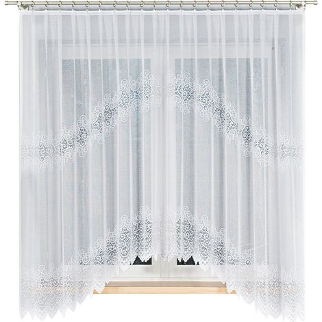 Violetta - Rideau jacquard prêt à poser avec fente en bas - 300 x 180 cm - blanc (1/5)