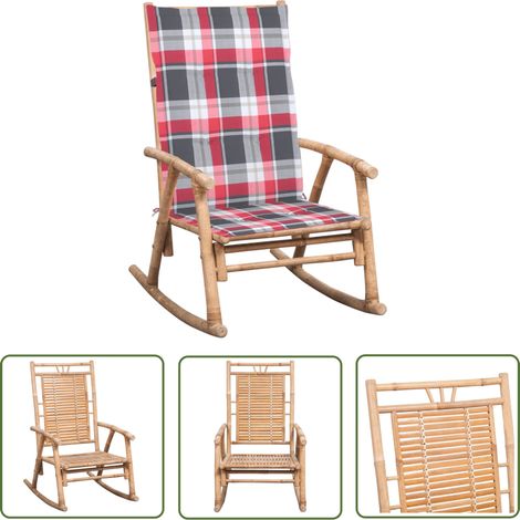 The Living Store Schaukelstuhl mit Kissen Bambus - Bambussessel - Gartenstuhl - Outdoor Möbel - Lounge Chair - Schaukelstuhl (1/5)
