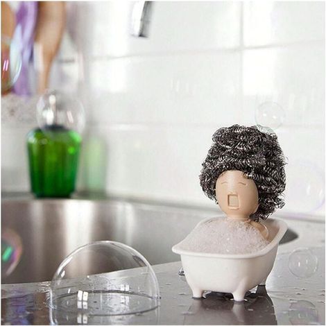 Support de boule de nettoyage en forme de baignoire, design unique, boîte de rangement mignonne et intéressante pour la cuisine, 1 pièce (boule de nettoyage non incluse) (1/4)