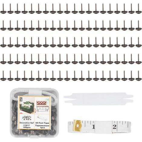 100 Clous Décoratifs Antiques en Acier Carbone pour Meubles, Canapé, Lit avec Ruban à Mesurer et Support Bronze (1/5)