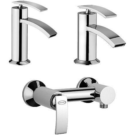Set Rubinetti Jacuzzi per lavabo e bidet senza scarico e doccia esterno serie Ray cromato (1/5)