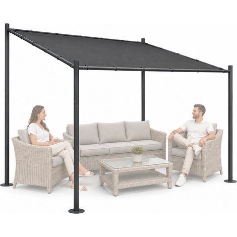 Garden Pergola 3x3m, Steel Frame, Grey Canopy