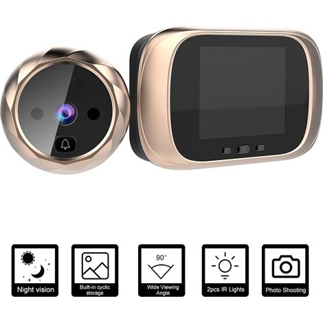 Visionneuse de porte numérique, caméra judas, sonnette, écran LCD de 2.8 pouces, Vision nocturne, surveillance de prise de photos pour la sécurité de la maison (1/5)
