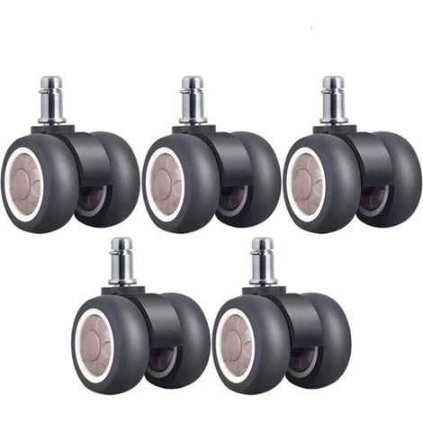 Lot de 5 roues universelles de 2 pouces, roue silencieuse en caoutchouc avec circlip de 11 mm, pour remplacer la roue de bureau des meubles (1/5)