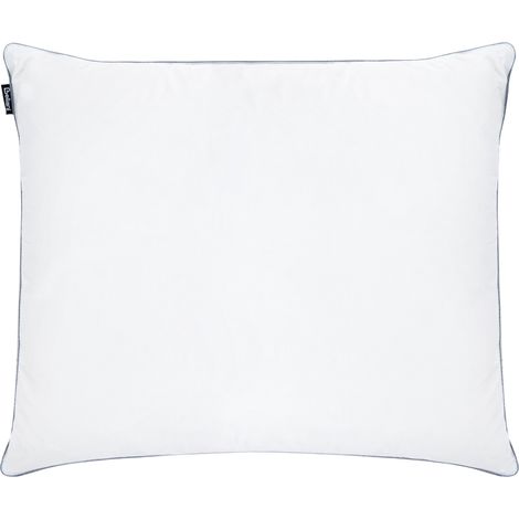 Almohada de plumas y plumón de pato de perfil bajo para cama triple compartimento funda de algodón de primera calidad blanco 50 x 60 cm Teide