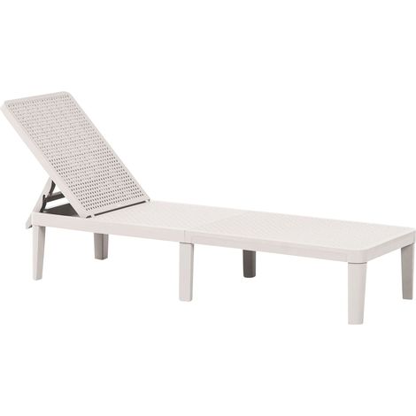 Garden Sun Lounger Light Grey Synthetic Material Reclining Modern Adjustable Backrest Rust-Resistant Armless OSSIMO