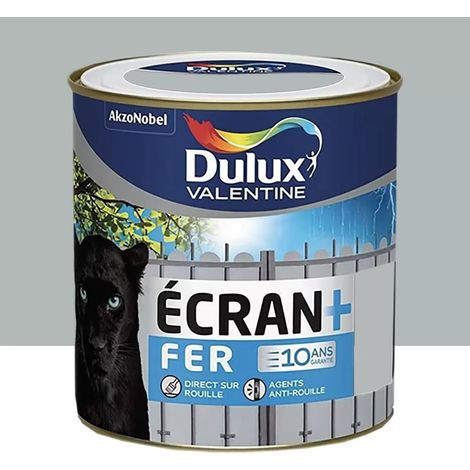 Peinture fer DULUX VALENTINE Ecran+ brillant Gris franc 0,5 L (1/2)