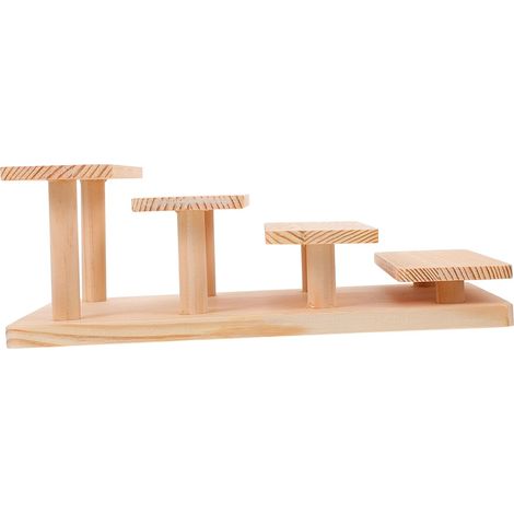 Présentoir Étagère Beige en Bois Massif à 4 Niveaux pour Lunettes de Soleil et Bijoux Adaptée pour Étude et Présentation de Poupées (1/5)