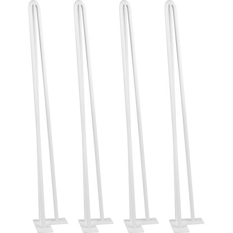 71cm Lot 4 Pieds de Table en Épingle à Cheveux 3 Tiges Style Moderne en Acier 12mm Blanc (1/4)