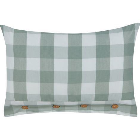 Cojín de algodón a cuadros estilo cottage verde menta 40 x 60 cm Tamnine (1/5)
