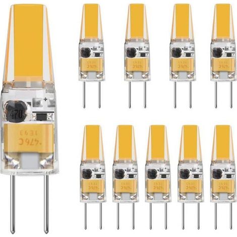 Bombilla LED G4 3W CC/CA Equivalente a 12V Bombilla halógena de 30W Blanco cálido 3000K - 10 paquetes (1/4)