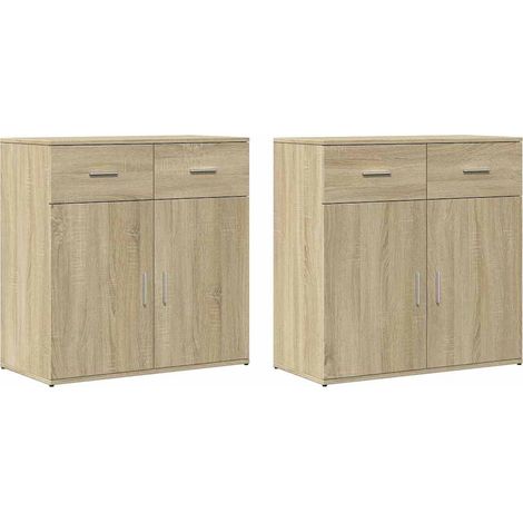 2 Stk. Sideboard/Anrichte/Buffet Sonoma-Eiche 79x38x80 cm Holzwerkstoff LXWW648558 (1/5)