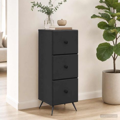 Armoire à tiroirs 3 tiroirs noire en bois d’ingénierie 33 x 34,5 x 90 cm - PANGIVO (1/5)