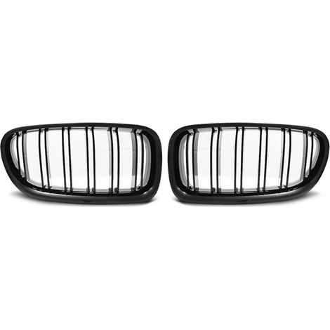 Grilles calandre BMW serie 5 F10/F11 de 2010 a 2016 Noir brillant Double barre-27318096 (1/5)