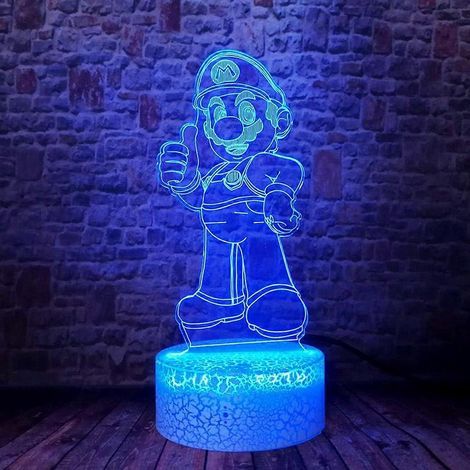 Lampe de bureau LED Super Mario Bros, effet 3D, veilleuse, 16 couleurs RGB, télécommande, décoration pour chambre d'enfant, fête de garçon (1/5)