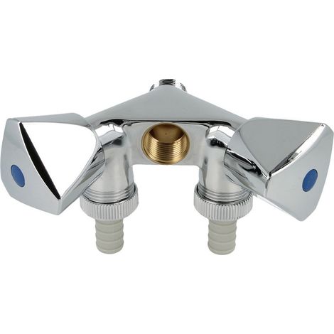 Soupape double p. apapreil, chromé poli 1/2’’ FF x 1/2’’ FM x 3/4’’ sortie