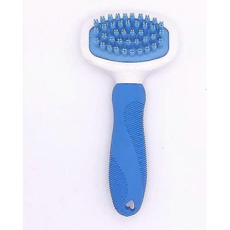 Peigne de toilettage en silicone de haute qualité pour chiens et chats, idéal pour le bain, le nettoyage et le massage. Brosse en plastique bleue. (1/5)
