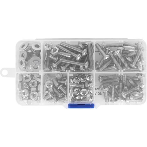 Vis inox 304 tête fraisée cruciforme avec écrous hexagonaux et rondelles, kit de 180 pièces, filetage 8-32 UNC (1/5)