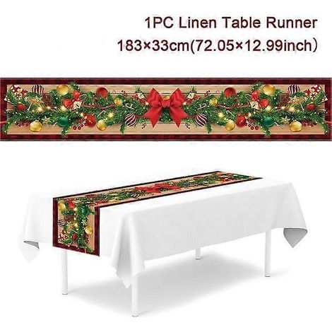 Chemin de table de Noël, décorations de Noël pour la maison, nappe, ornement de Noël, cadeau de Nouvel An, saphir profond
