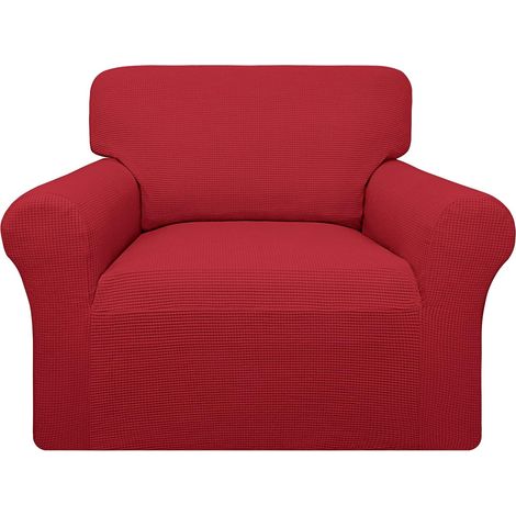 Housse de Chaise et Canapé 100% Imperméable en Jacquard Extensible, Protecteur de Meubles Anti-Fuites pour Enfants et Animaux de Compagnie (Chaise, Rouge de Noël) (1/4)