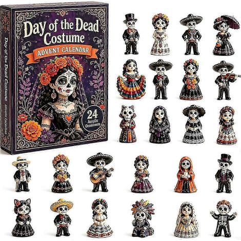 Calendrier de l'Avent 2026 sur le thème du Jour des Morts : 24 jours, avec 24 mini-crânes décoratifs en acrylique. (1/5)