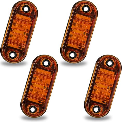 4PCS Feu de Gabarit Remorque Jaune, Feux de Gabarit Feux De Côté Led Universel 12V / 24V pour voiture camion van remorques camion bus de voiture (1/5)