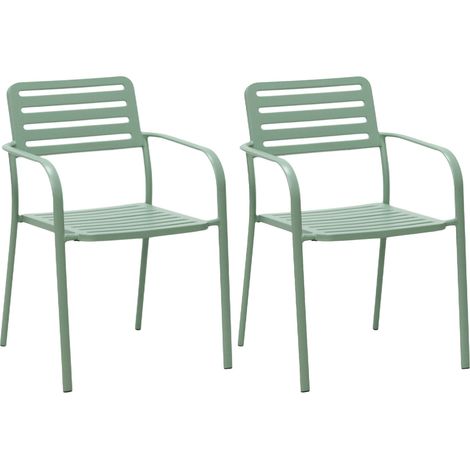 Lot de 2 fauteuils de jardin empilables en métal vert - BACA